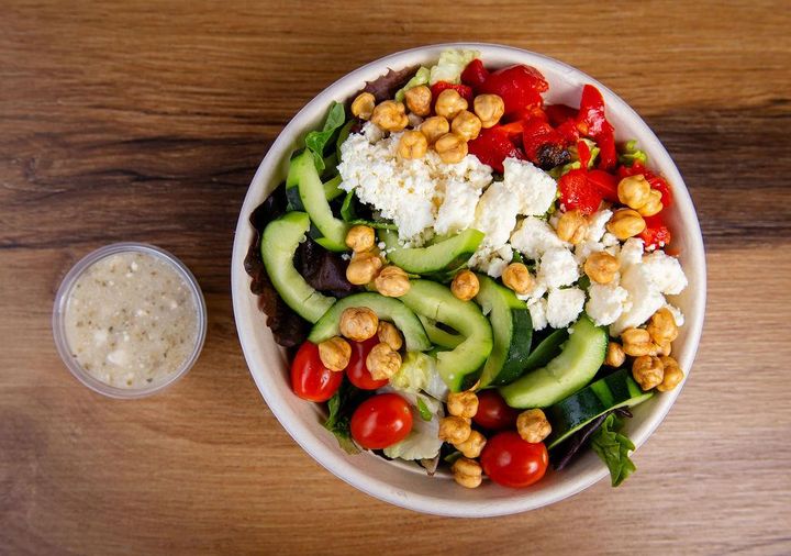 Mediterranean Salad with feta, olives, and chickpeas